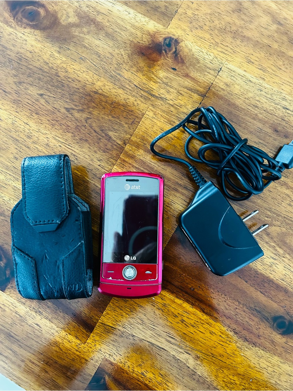 LG CU720 Red Slider Phone with Charger and Black Leather Holster